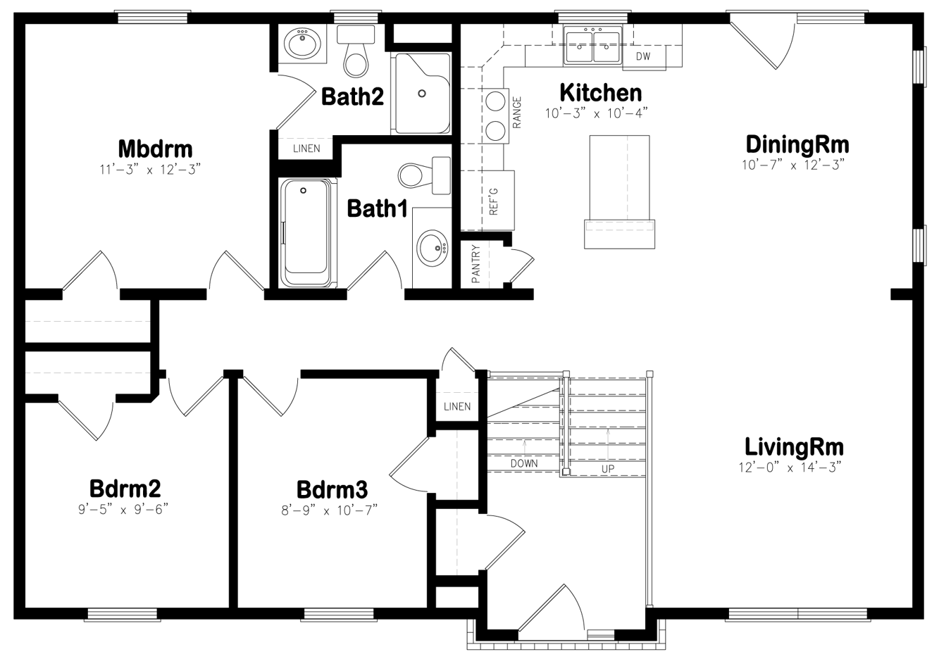 Open Concept 1200 Sq Ft Ranch House Plans House Plan 51429 Ranch Style With 1200 Sq Ft 2 Bed 1